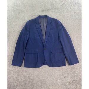 J Crew Suit Extra Large Blue Cotton Classic Canvas One Button Casual Sport Coat